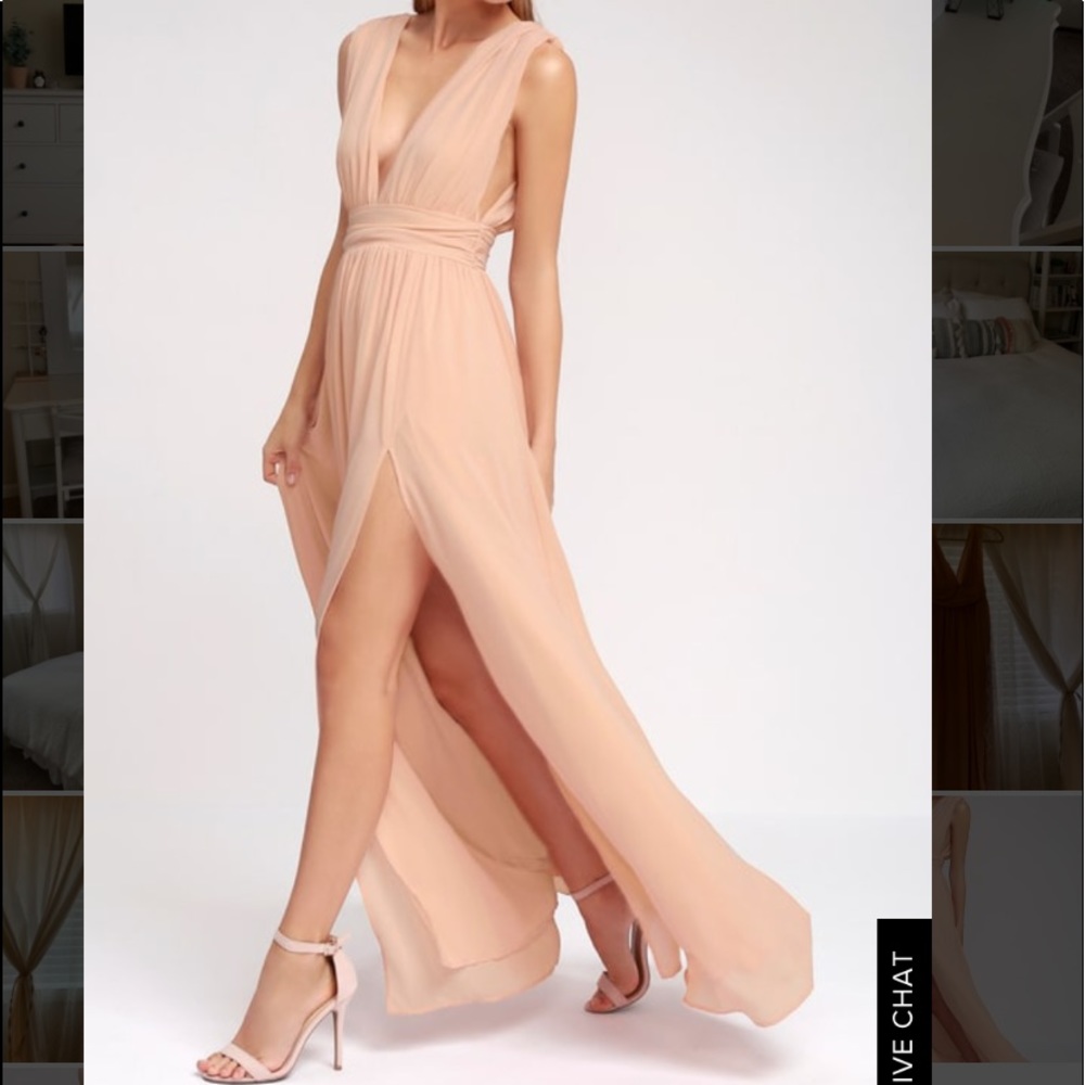 Lulus blush bridesmaid dress